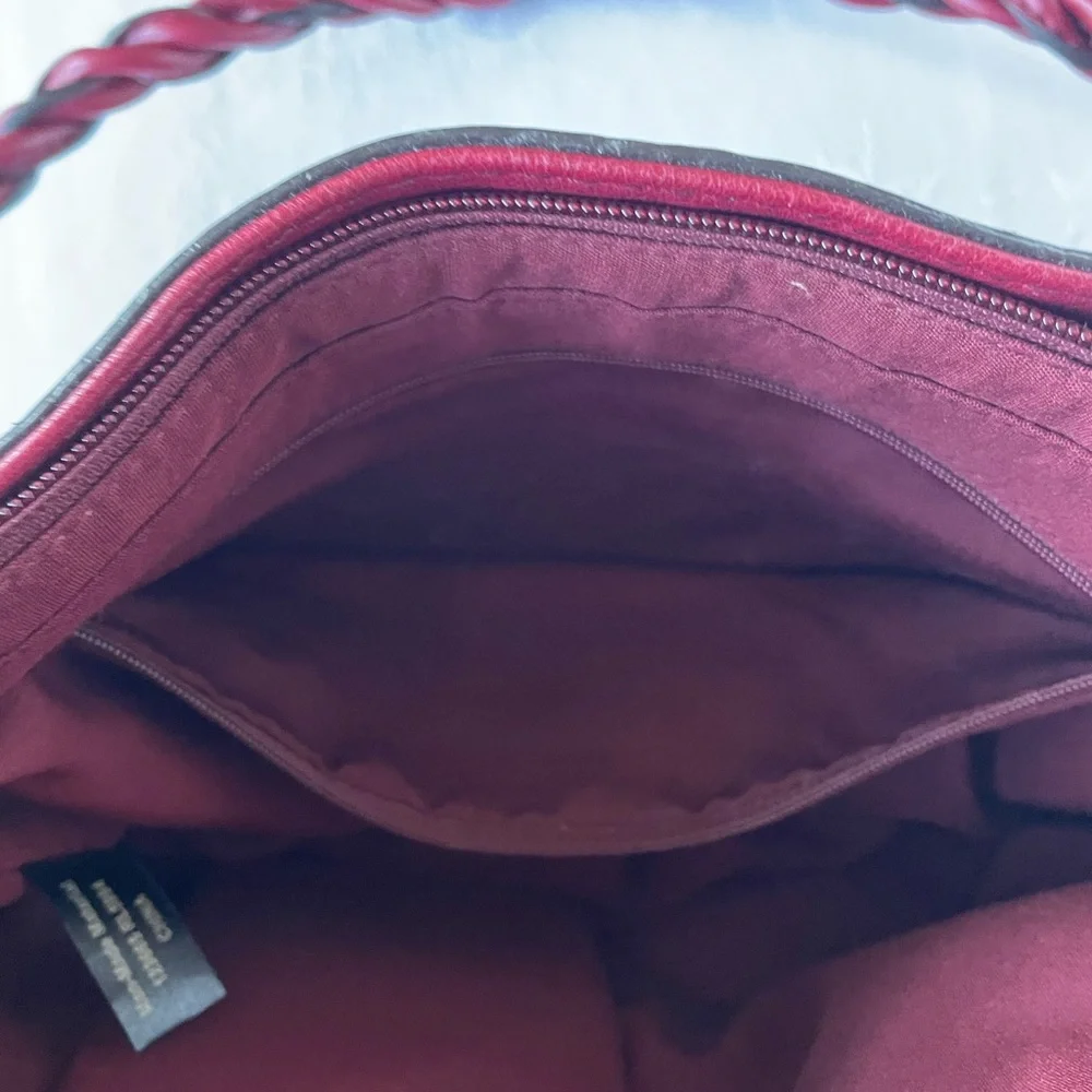 Relic Fossil Windsor Shoulder Bag Purse Vegan Leather Burgundy Braided Strap